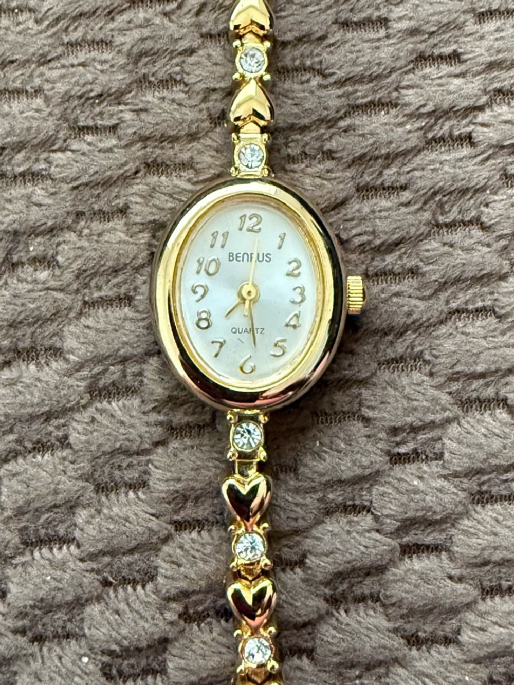 Benrus Gold-Tone Women's Bracelet Watch with Swarovski crystals